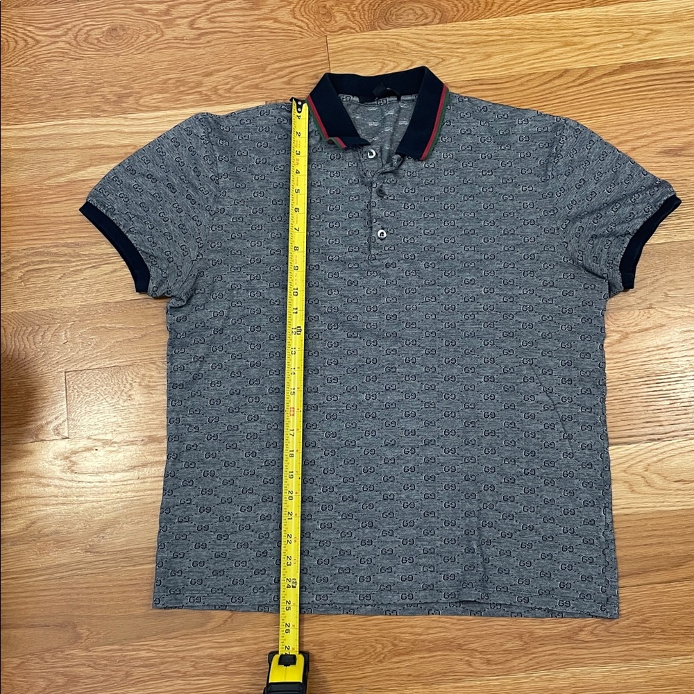 Gucci Navy Polo with Red and Green Stripes